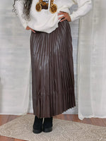 Load image into Gallery viewer, Faux Leather Pleated Long Skirt
