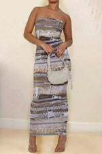 Load image into Gallery viewer, Strapless Print Maxi Dress
