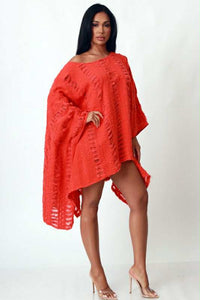 Asymmetrical Power Distressed Top Color Orange